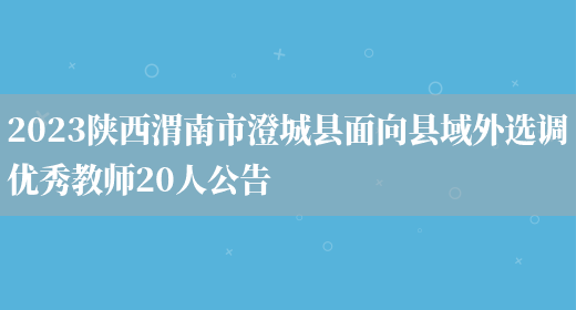 2023陕西渭南市澄城县面向县域外选调优