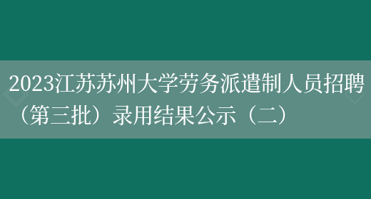 2023江苏苏州大学劳务派遣制人员招聘（