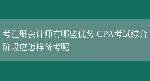 考注册会计师有哪些优势 CPA考试综合阶