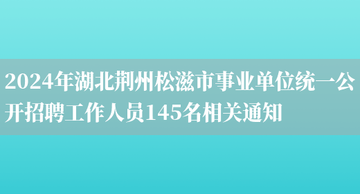 2024年湖北荆州松滋市事业单位统一公开