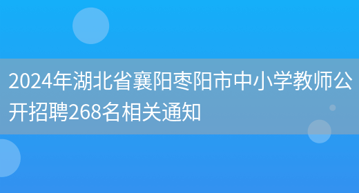 2024年湖北省襄阳枣阳市中小学教师公开