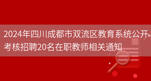 2024年四川成都市双流区教育系统公开考